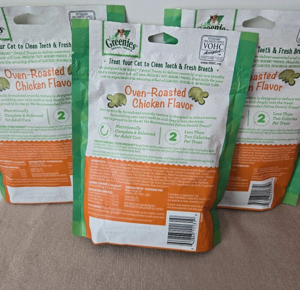 Feline Greenies Dental Treats – MEGA Size 3‑Pack (Oven‑Roasted Chicken Exp 4/27)